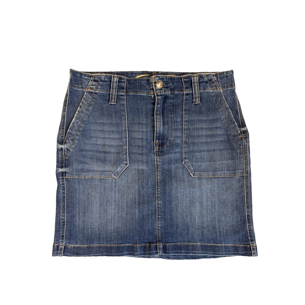 Seven7 Denim Mini Skirt Utility Pocket Mid Rise Western Coastal Casual Blue 8